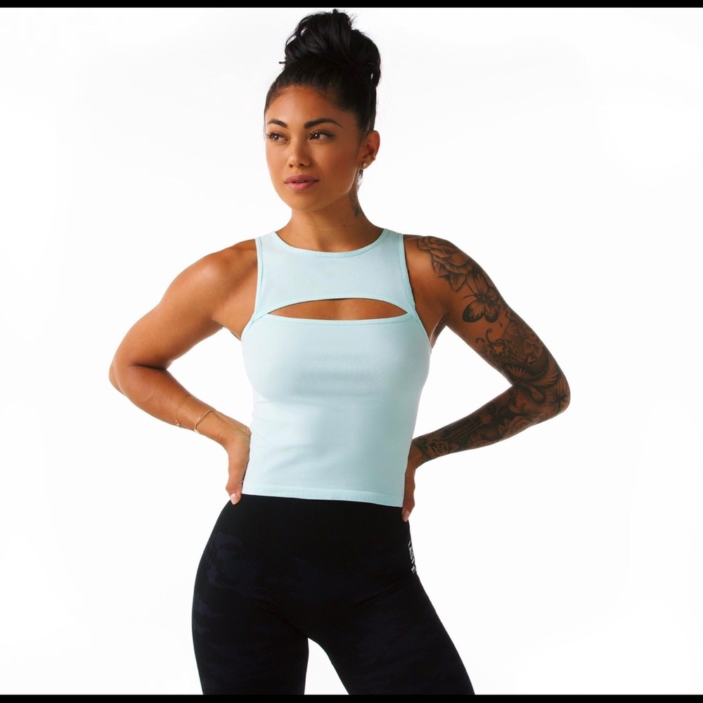 Lastset Co Vapor Seamless Crop Tank- Aqua